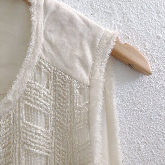 VINCE VINCE Off White SILK Textured Blouse Top No Size Tag Check Measurements - Picture 6 of 10